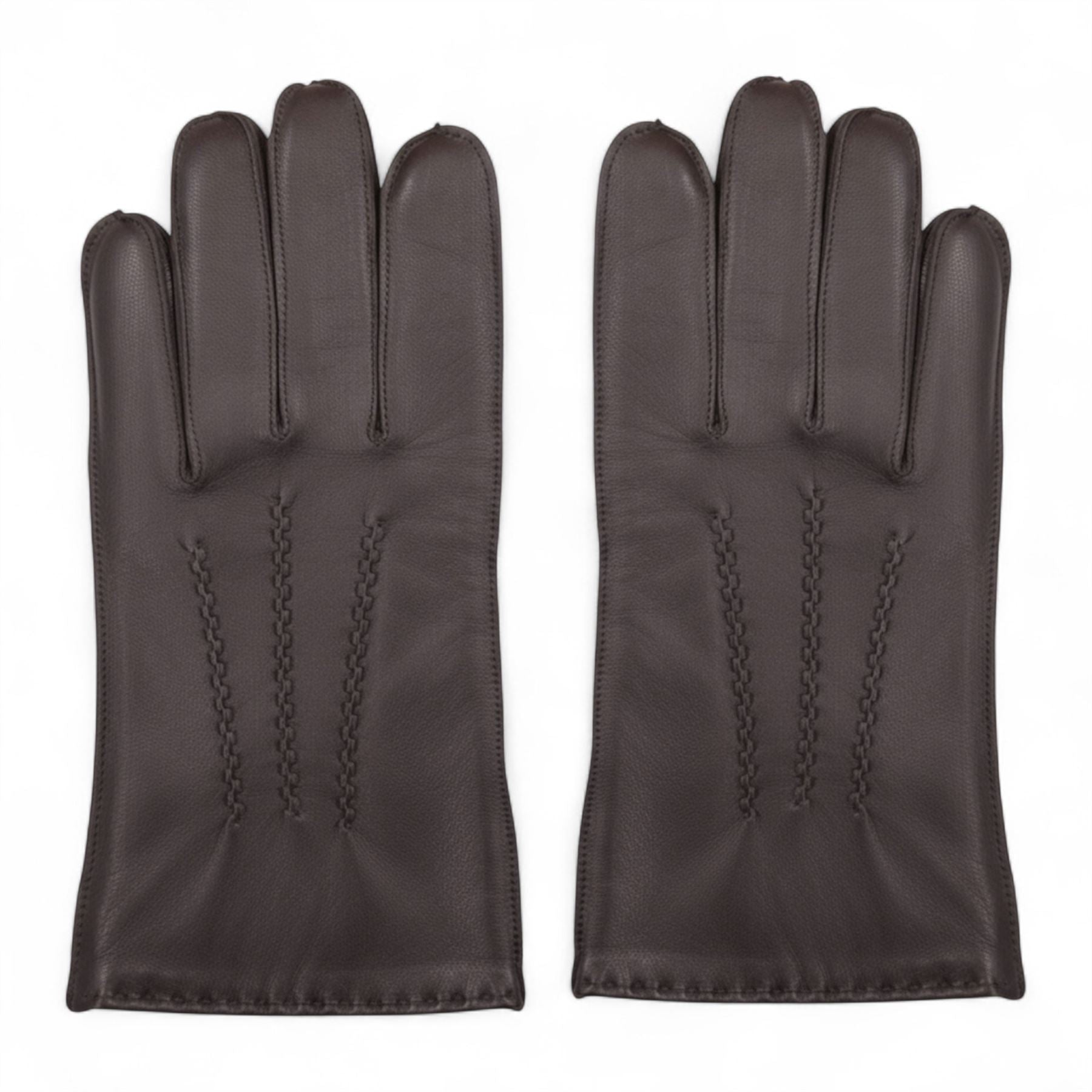 Men’s Italian Leather Warm Wool Lining Winter Stich Design Gloves - M-LGV-205
