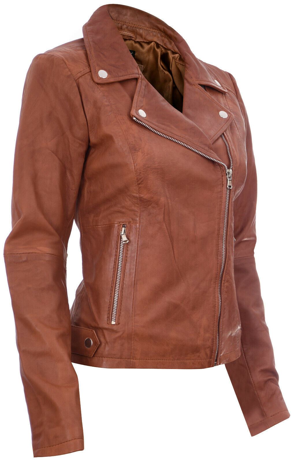 Womens Classic Brando-style Biker Jacket-Margate