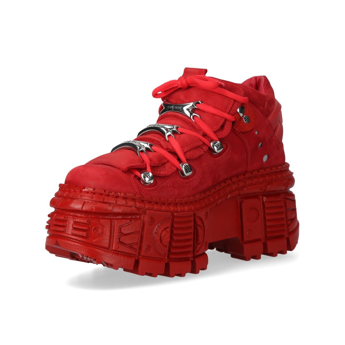 New Rock M-106WALL-C13 Metallic Red Leather Gothic Ankle Boots