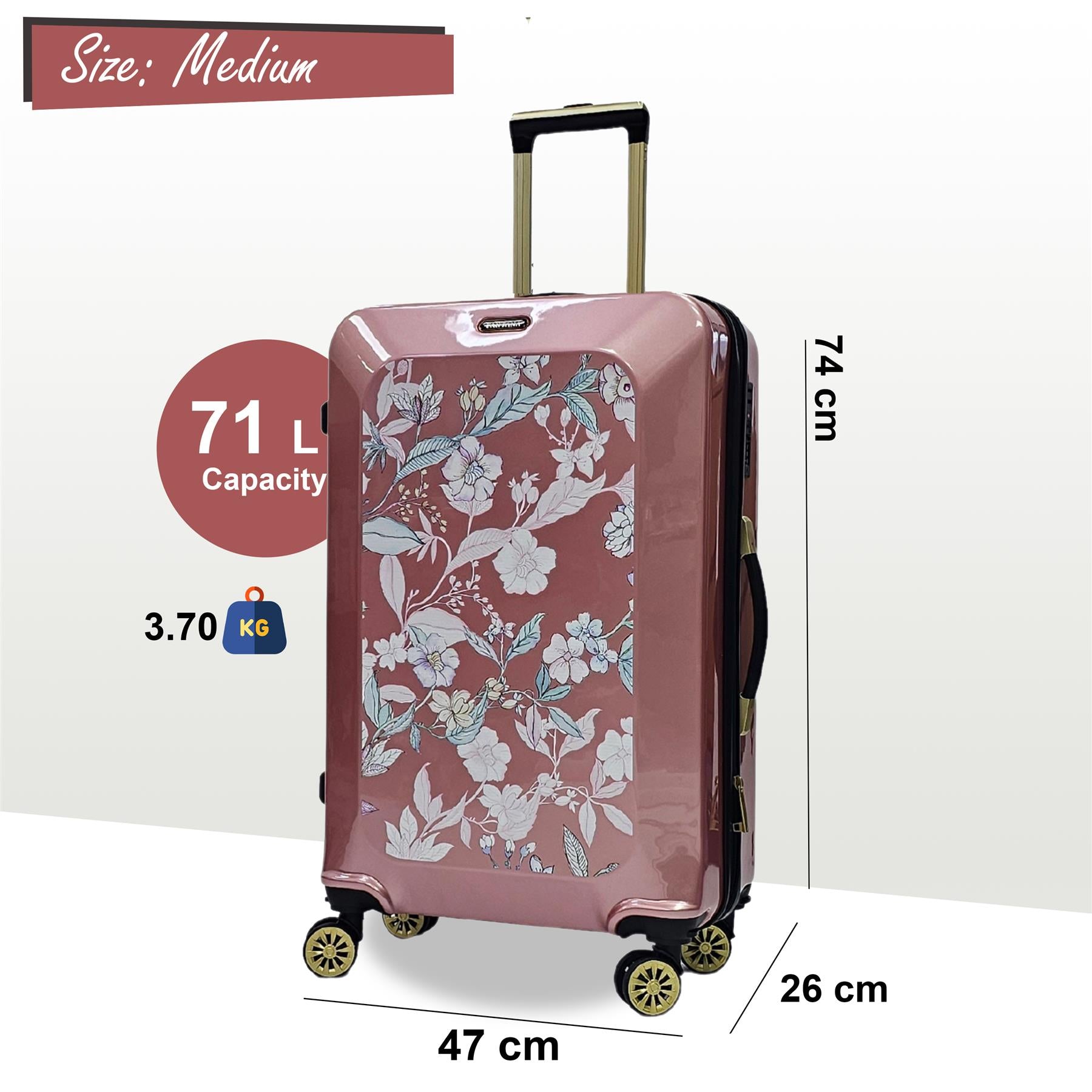 Hard Shell Flower Print Suitcase Luggage Set