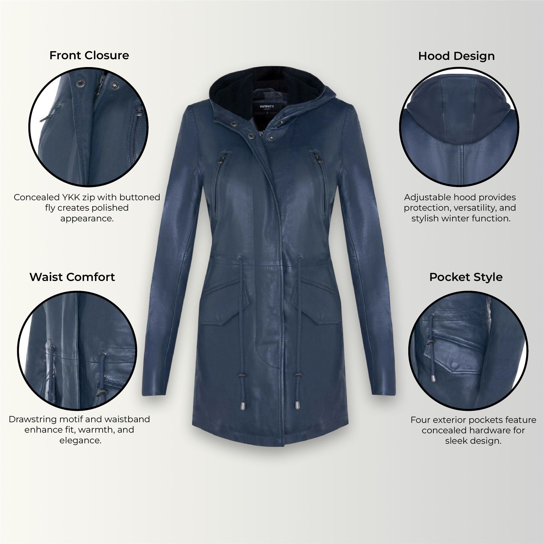 Womens Mid Length Hooded Parka Jacket-Oakengates