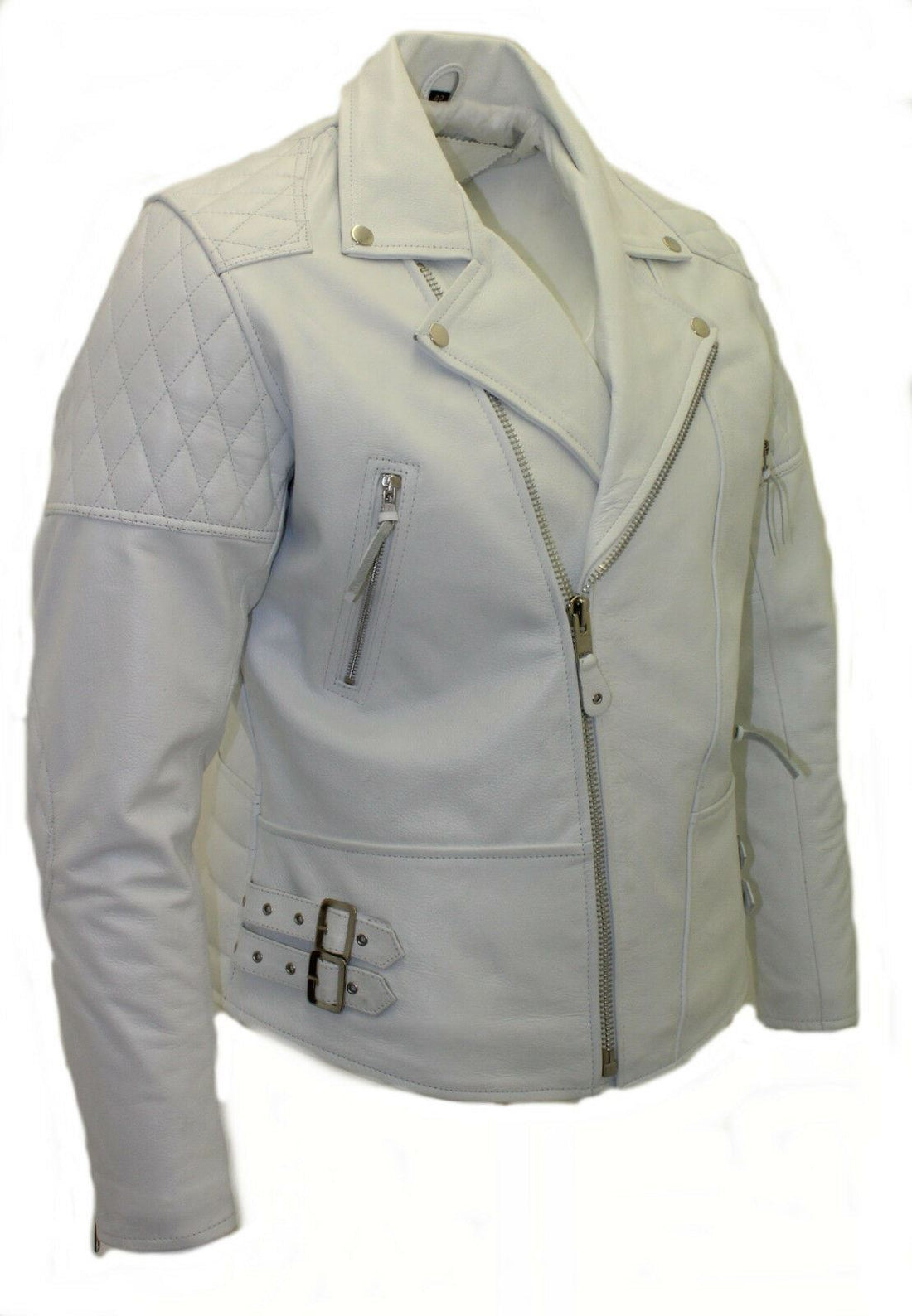 Mens Brando Cowhide Leather Biker Jacket-Stotfold