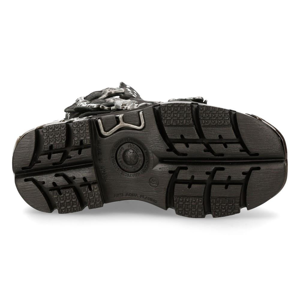 New Rock Black Leather Studded Gothic Boots-1535-S1