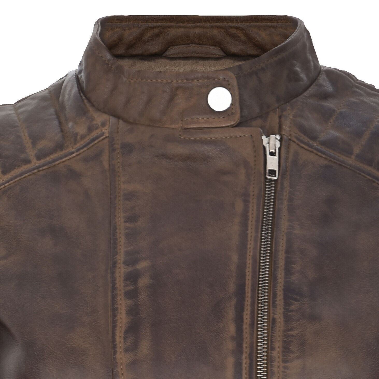 Womens Vintage Leather Biker Jacket-Marlow
