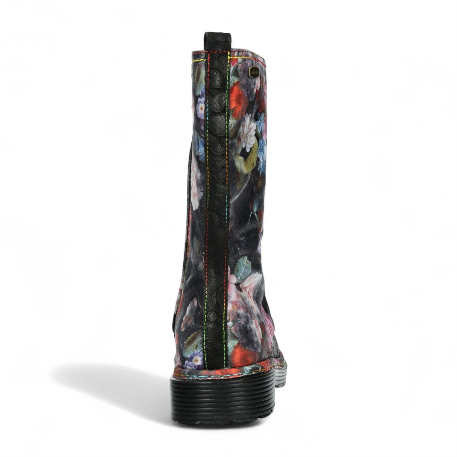 Laura Vita Incaso-18 Black Floral Womens Gothic Victorian Leather High Boots