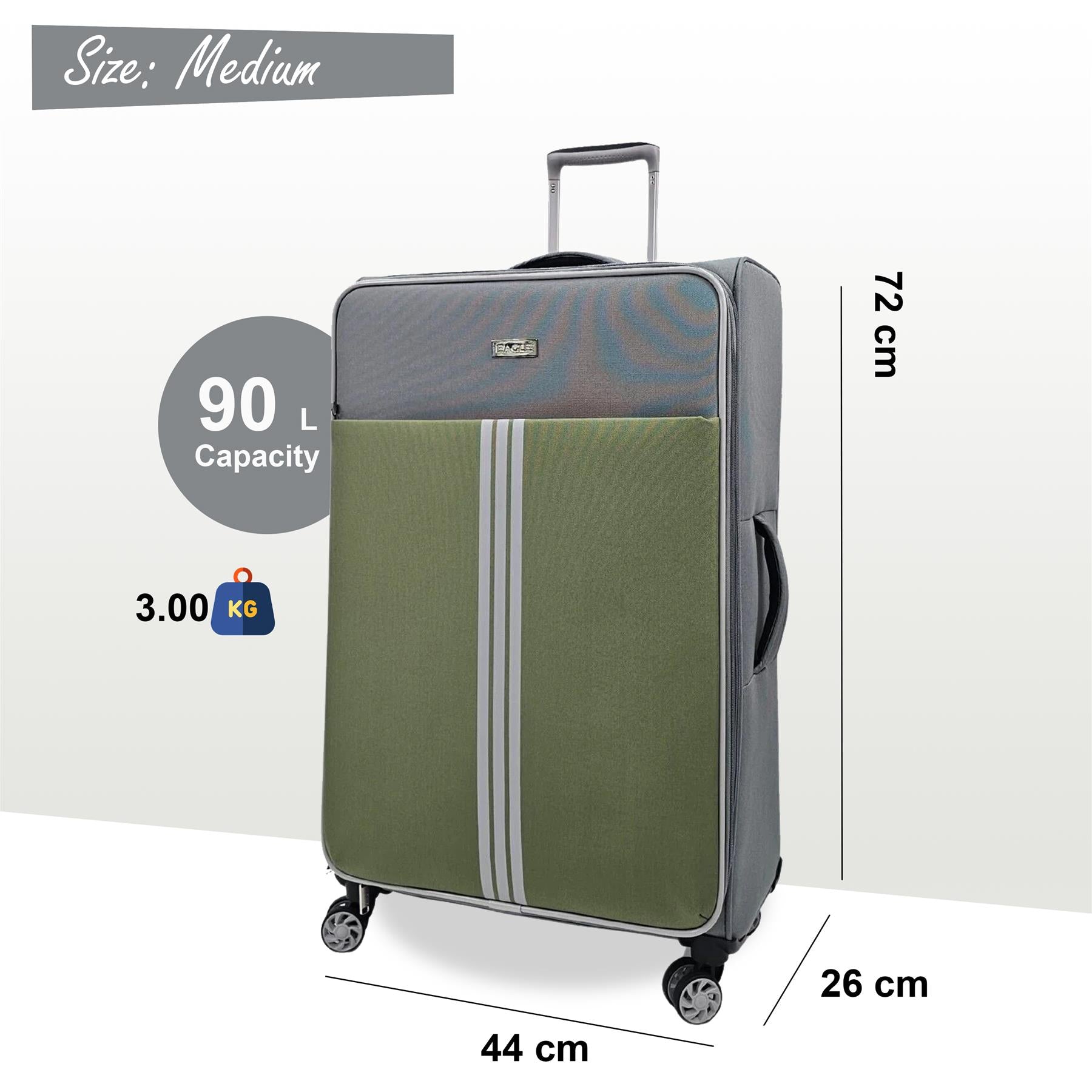 Lightweight Soft Suitcases 4 Wheel Luggage Travel Bag