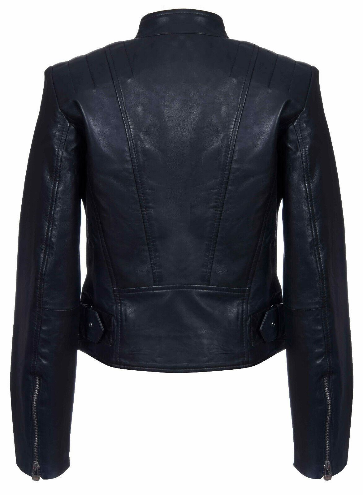 Womens Vintage Leather Biker Jacket-Marlow