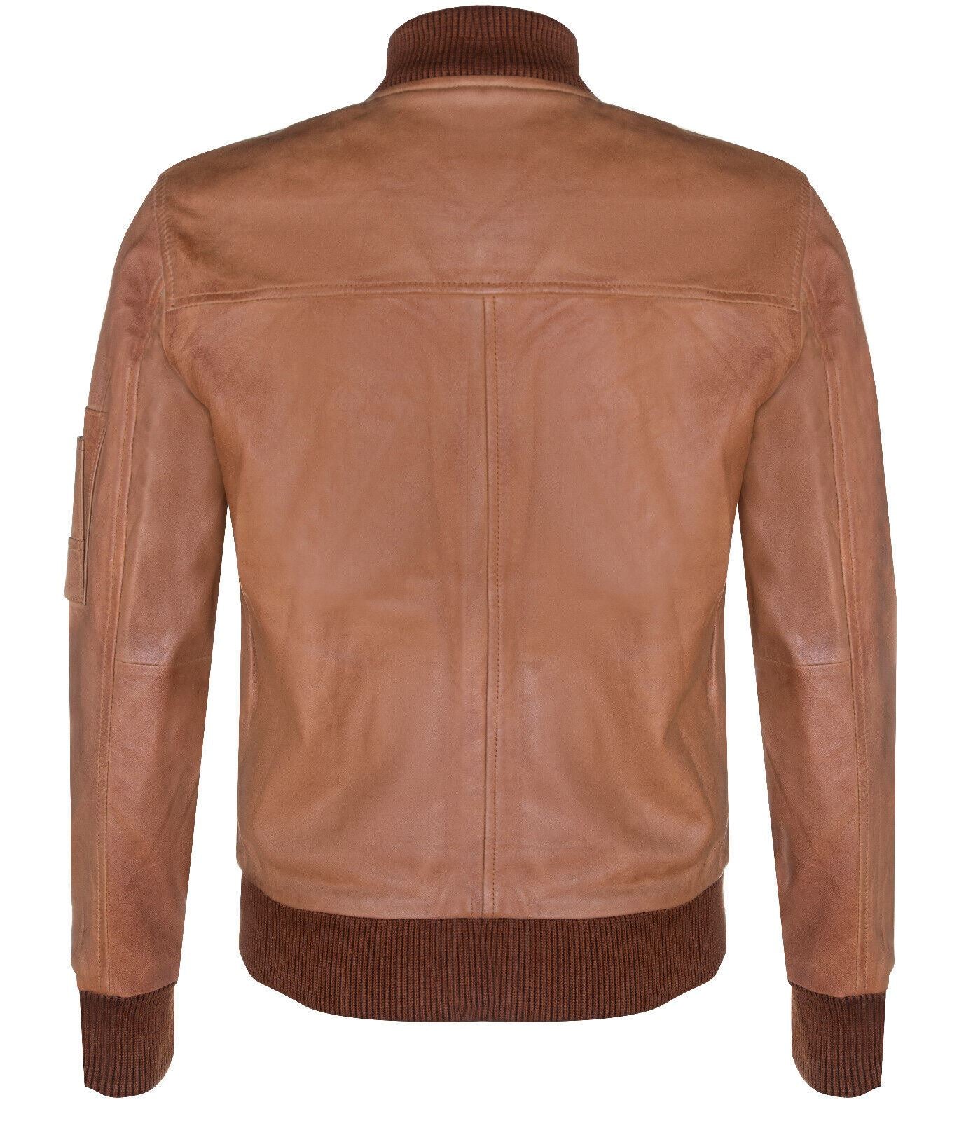 Mens MA-1 Leather Bomber Jacket-Cowes