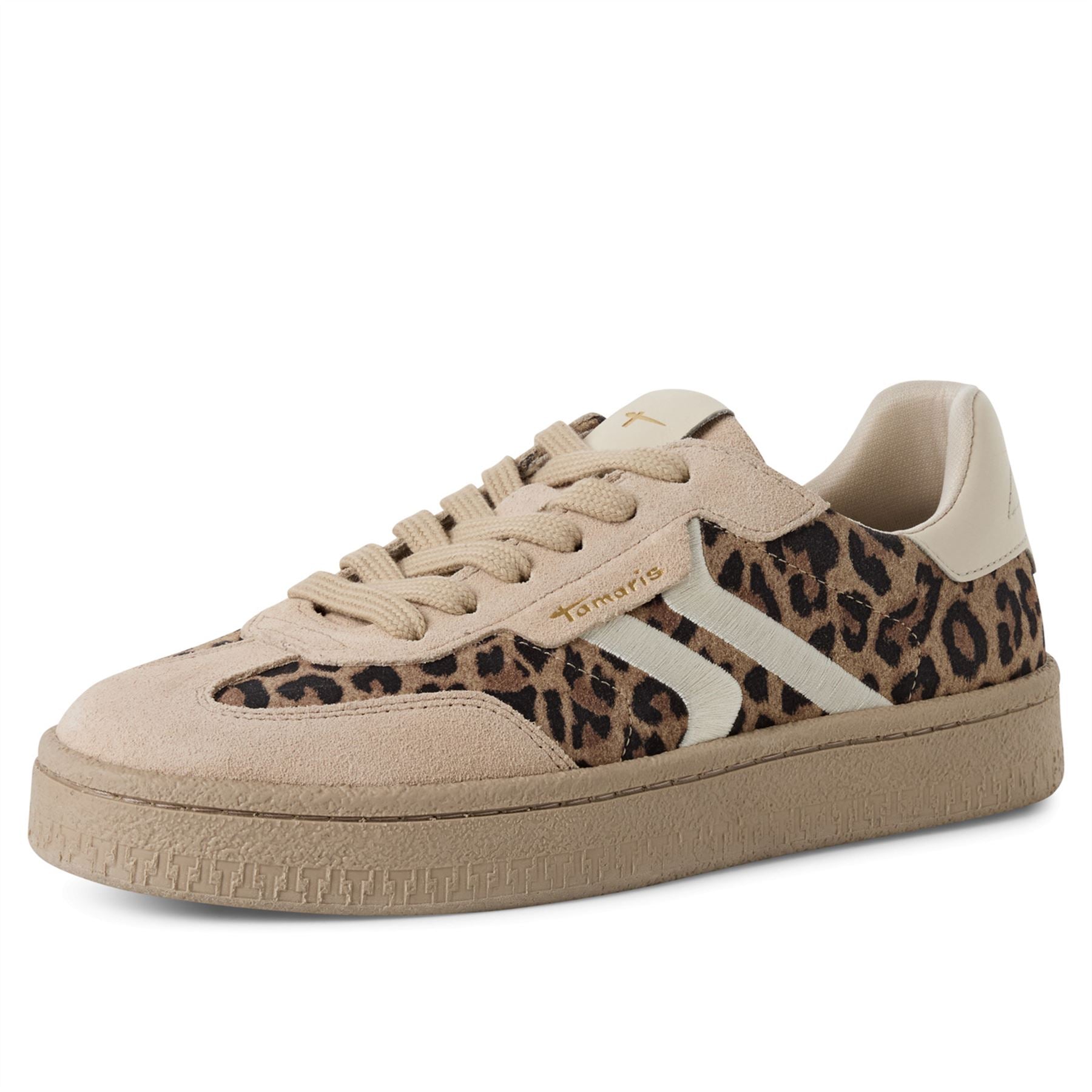 Tamaris Womens Leapord Brown Suede Leather Fashion Lace Up Sneakers