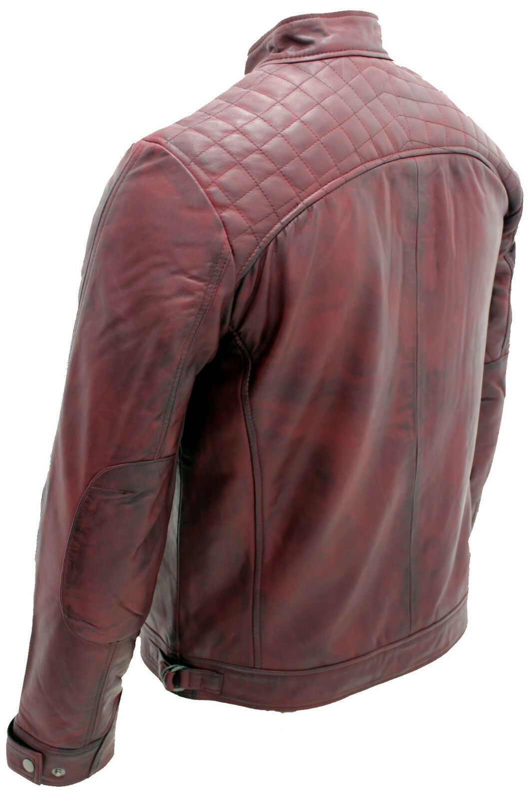 Men Classic Leather Quilted Biker Jacket-Silsden