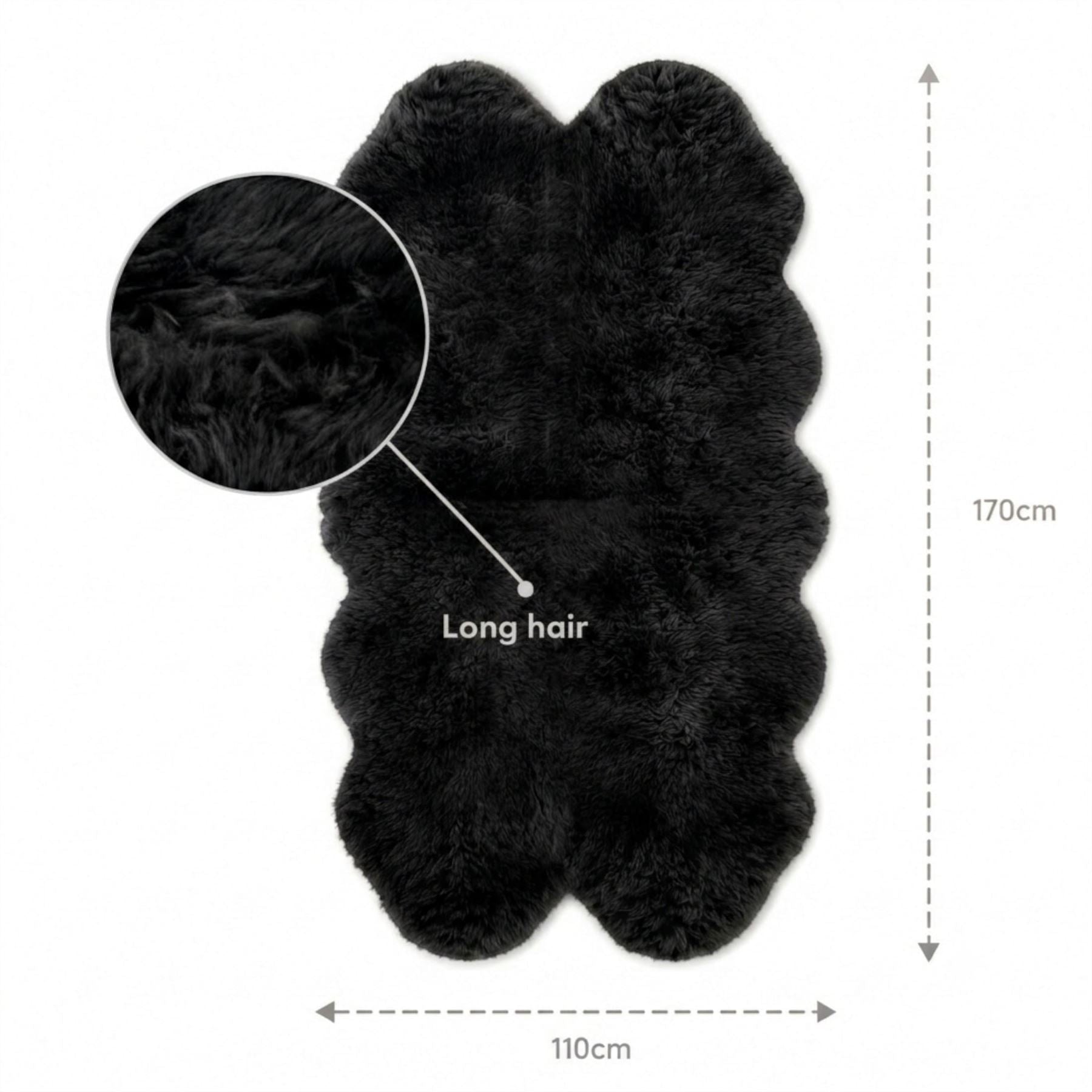 Genuine Sheepskin Quad Natural Fluffy Silky Soft Real Wool Rug