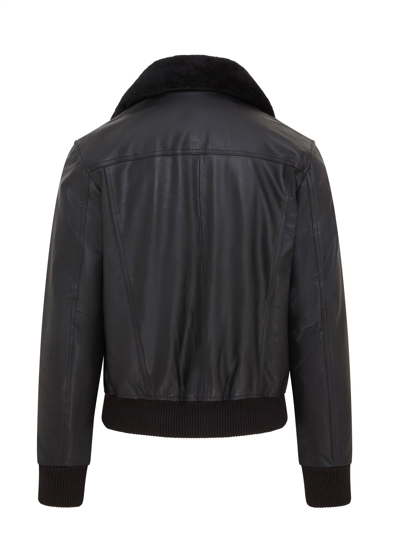 Mens Black Leather Cowhide Aviator Bomber Jacket - Akhiok