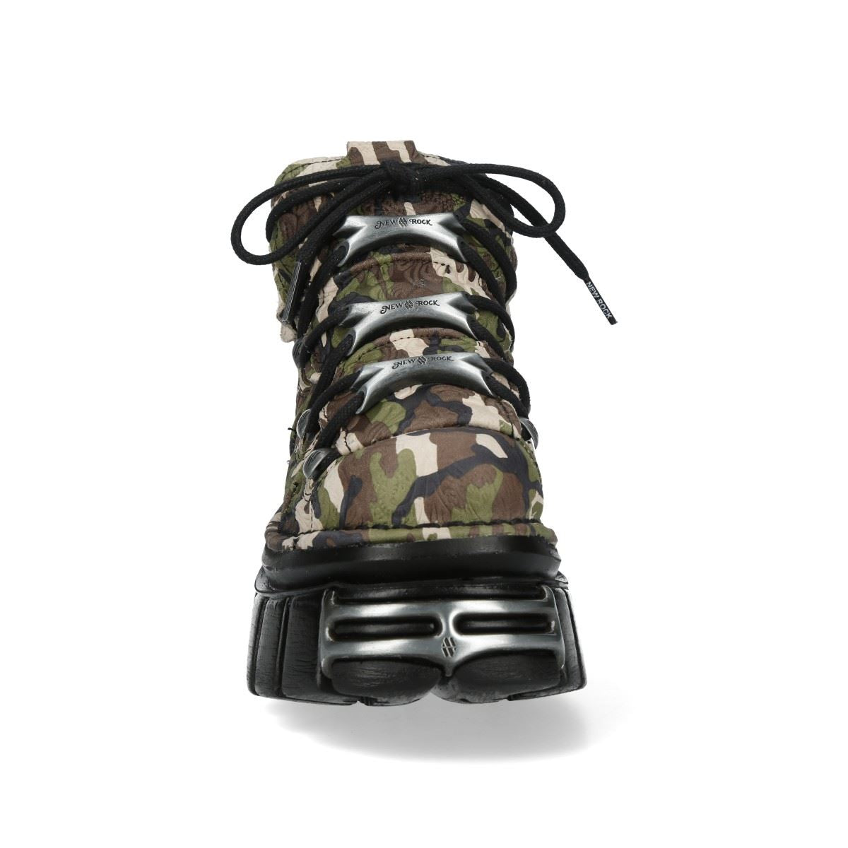 New Rock M-106-C169 Camouflage Leather Metallic Gothic Ankle Boots
