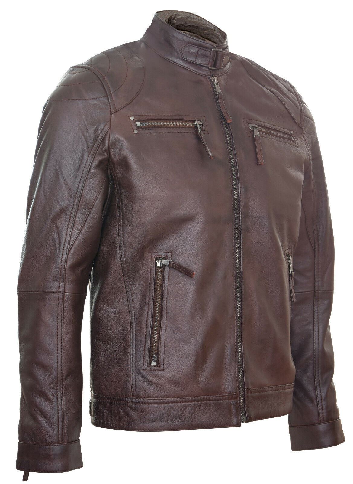 Mens Versatile Moto Leather Biker Jacket-Stapleford