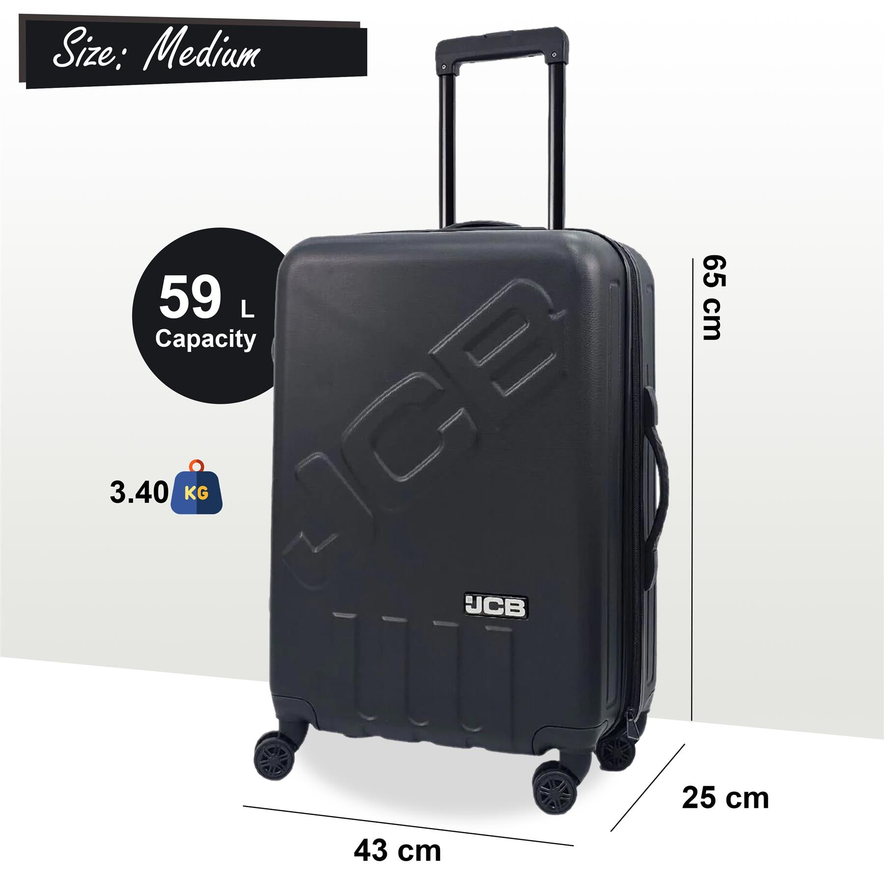 Black Hard Shell Suitcase Set Luggage Travel Trolley Cabin Cases Lightweight Bag
