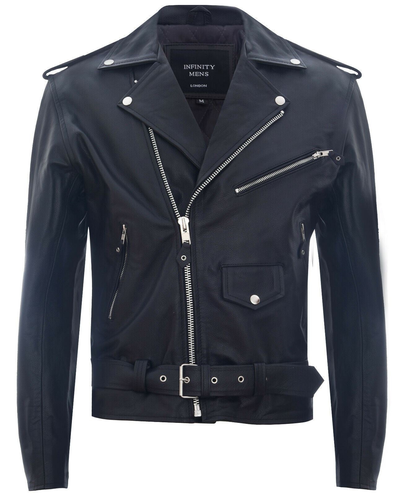 Mens Cow-Hide Brando Biker Jacket -Sandy