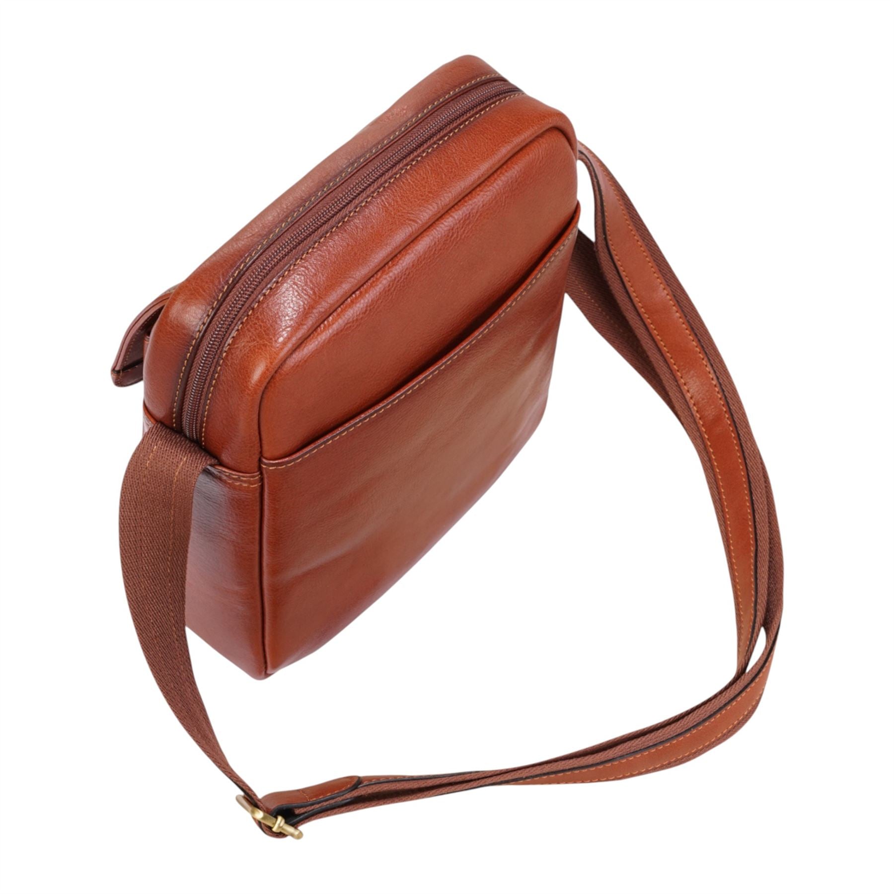 Genuine Leather Tan Vintage Crossbody Messenger Travel Bag - Ashby