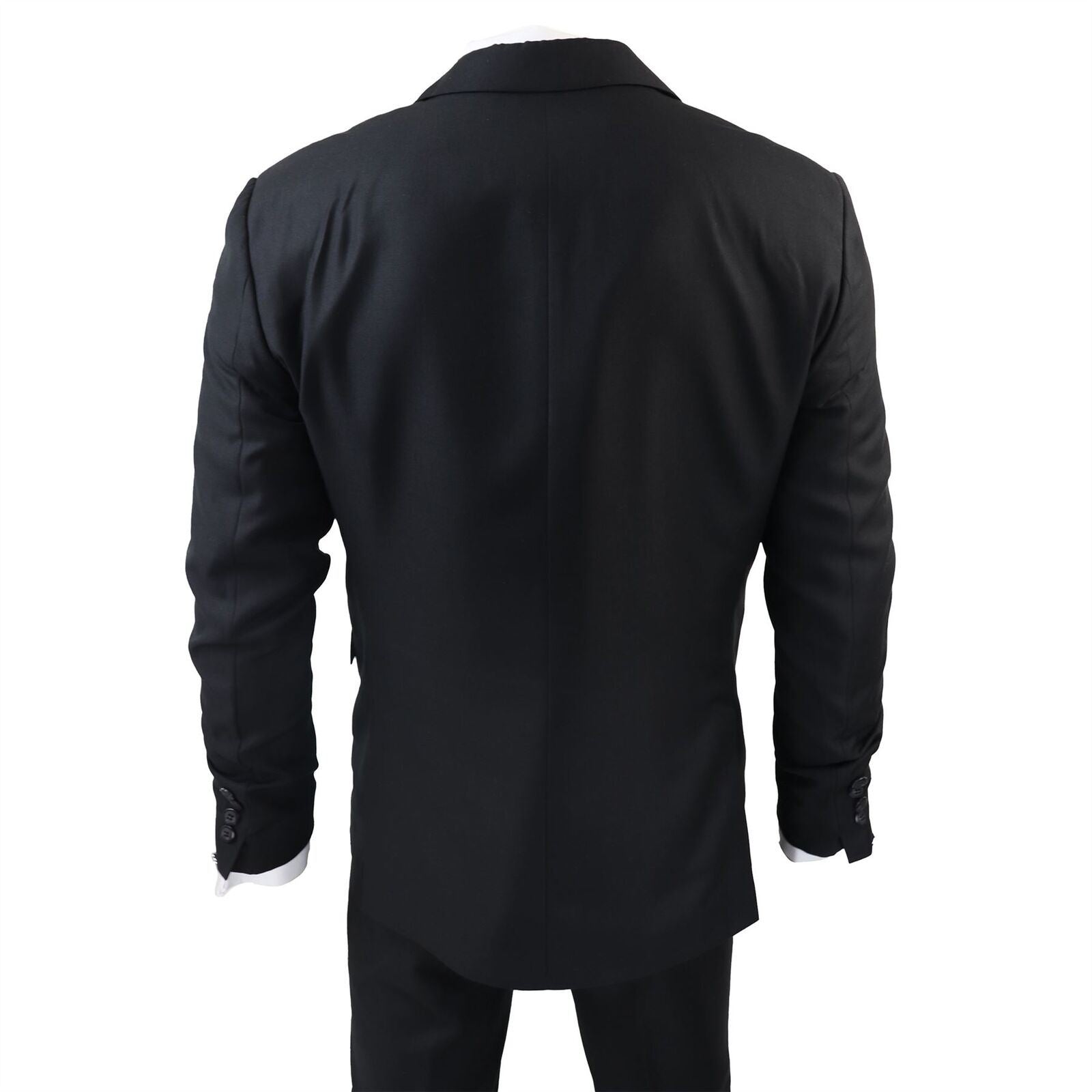 Mens IM1 Classic Plain Black 3 Piece Suit