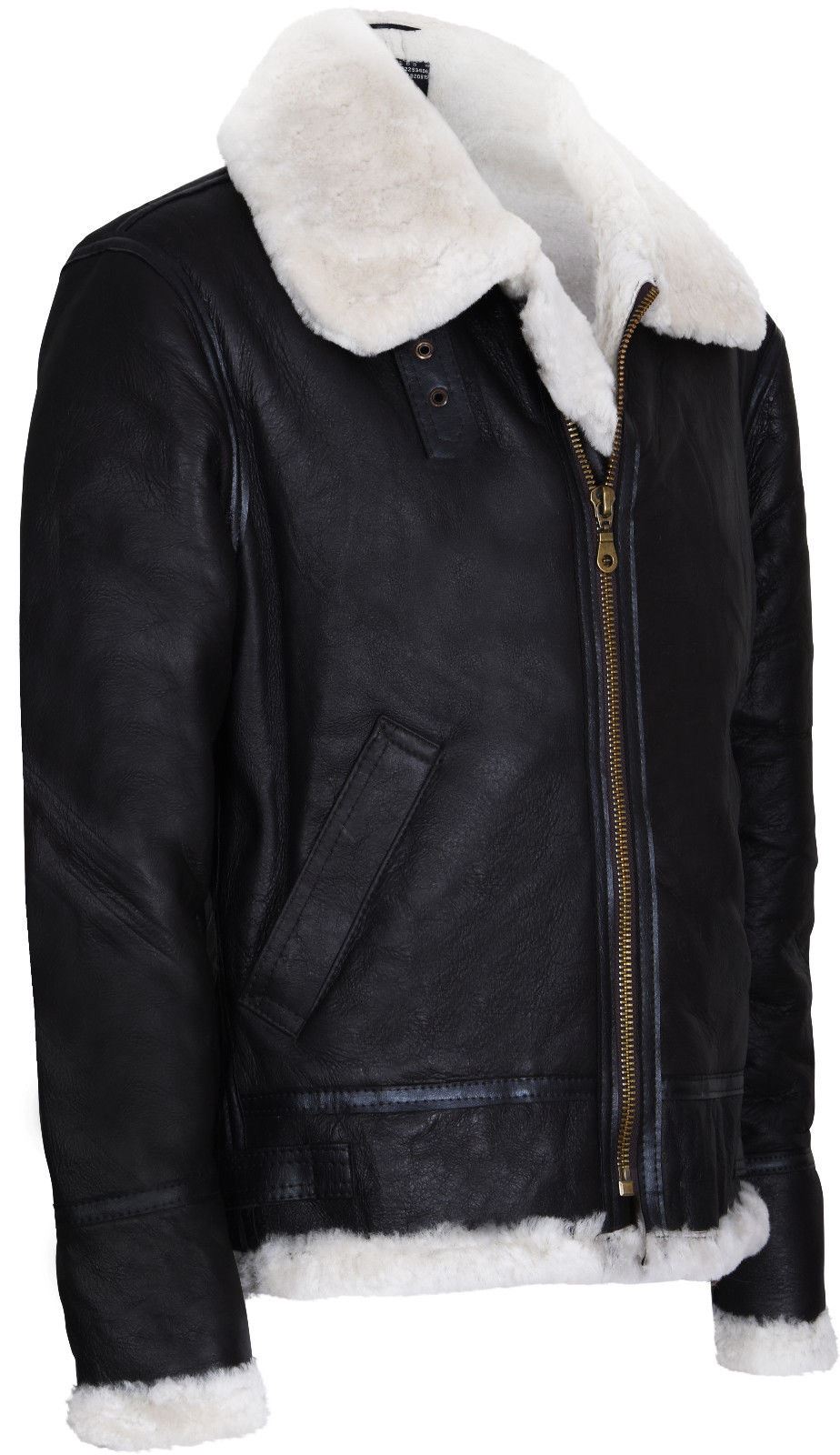 Mens Warm Sheepskin Aviator Zip-Up Flight Jacket-Harrogate