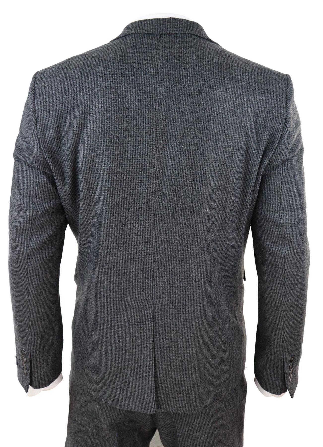 Mens Grey 3 Piece Tweed Suit Vintage Harringbone 1920s Retro Peaky Blinders