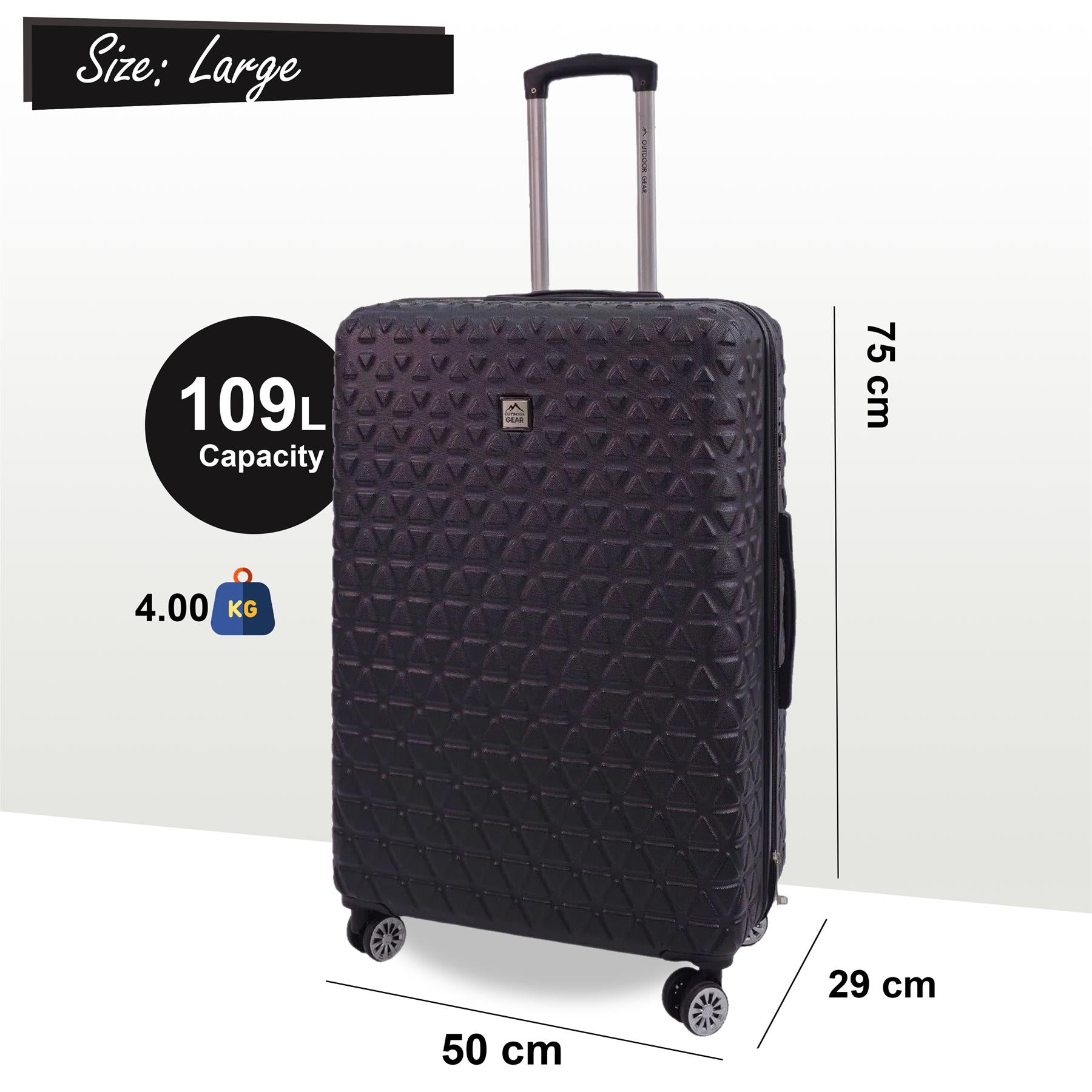 Adamsville Large Hard Shell Suitcase in Black
