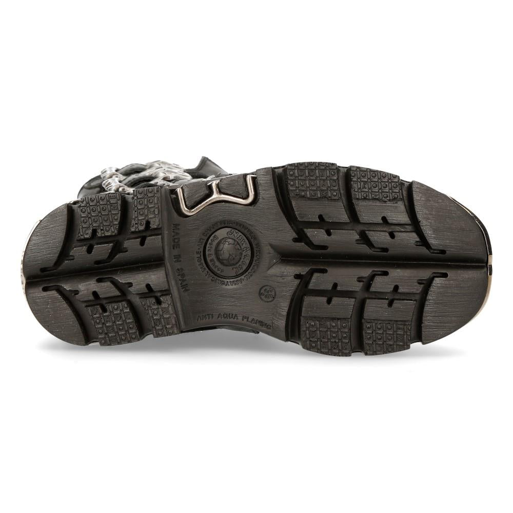 New Rock Black Mid-Calf Gothic Leather Boots-391-S1