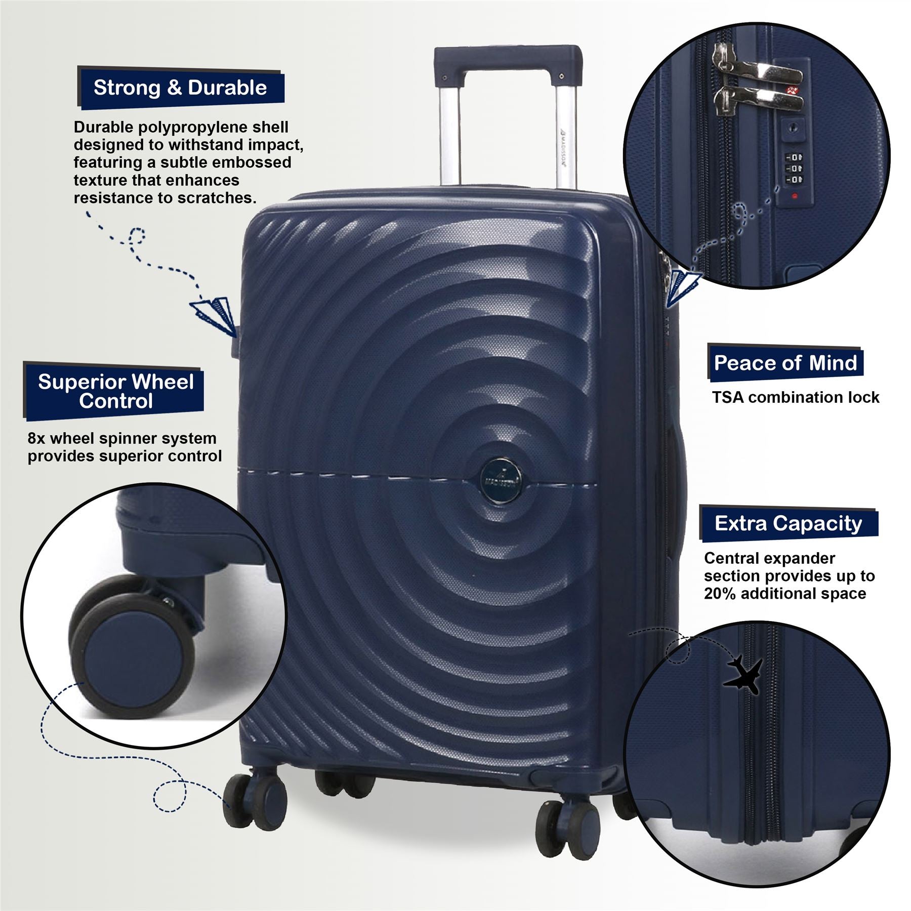 Balranald Medium Hard Shell Suitcase in Dark Blue