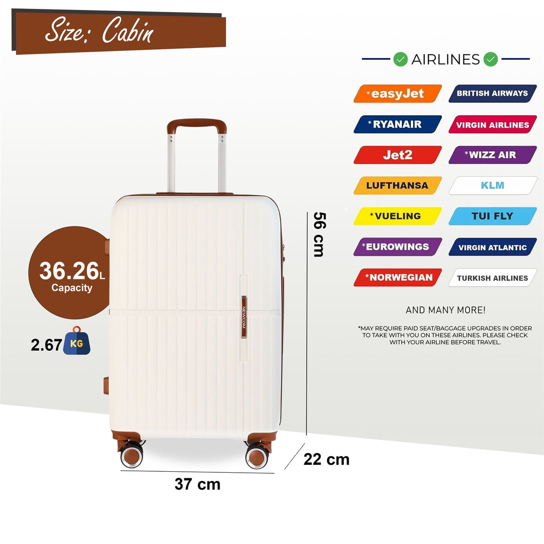 Corowa Cabin Hard Shell Suitcase in White
