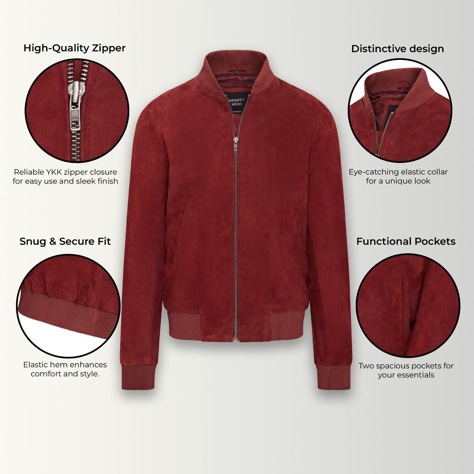 Mens Soft Goat Suede MA-1 Varsity Bomber Jacket - Uxbridge