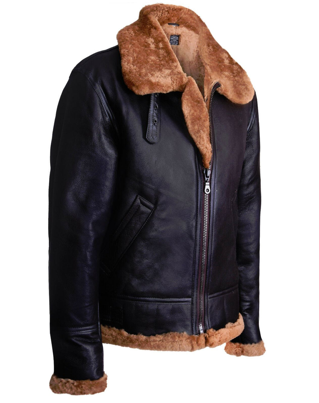 Mens Warm Sheepskin Aviator Zip-Up Flight Jacket-Harrogate