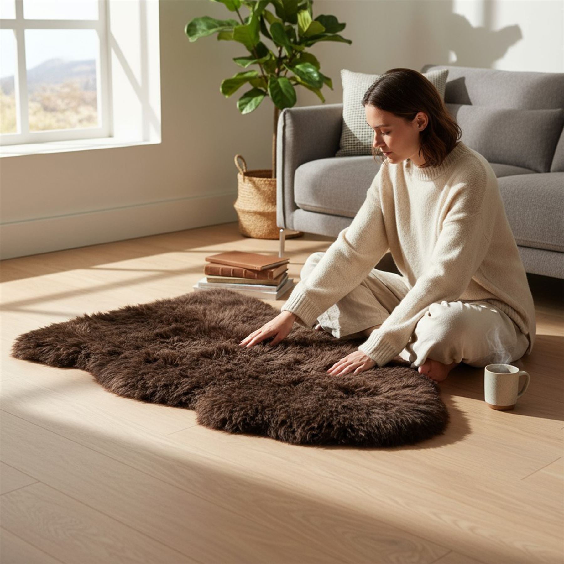 Genuine Sheepskin Natural Silky Soft Fluffy Real Wool Rug