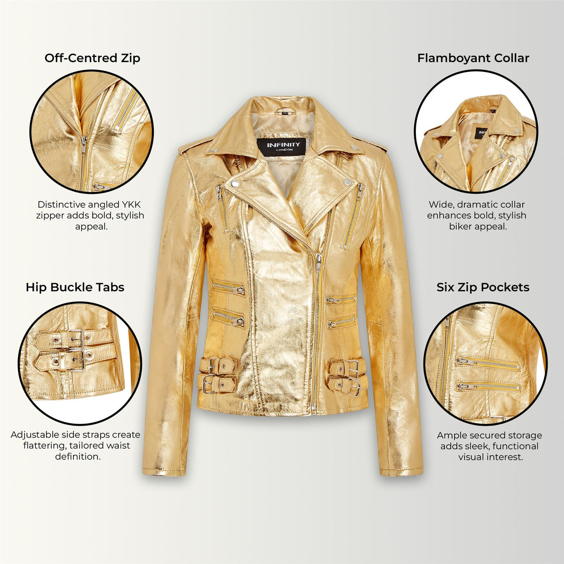 Womens Leather Brando Biker Jacket-Orlando