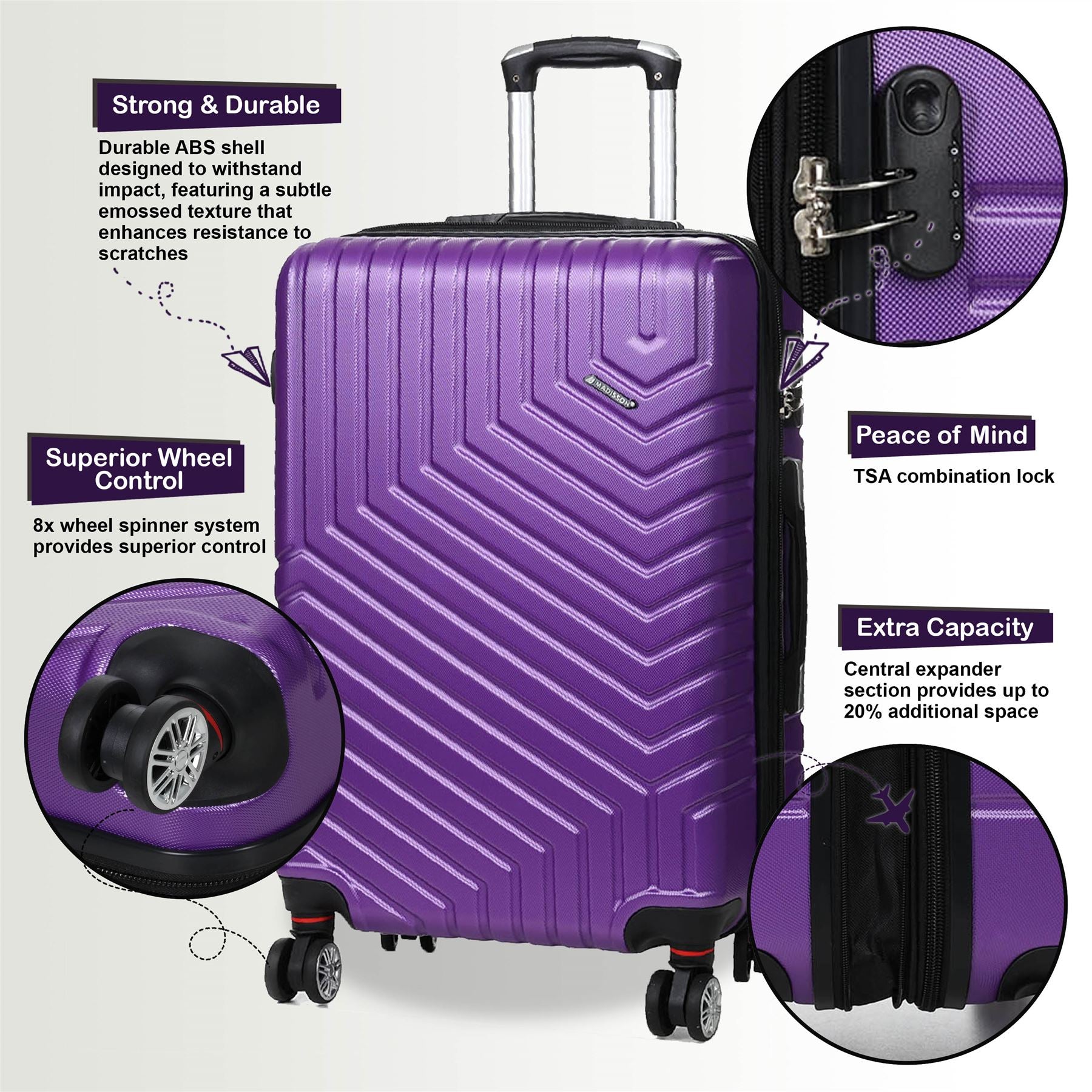 Bega Cabin Hard Shell Suitcase in Purple