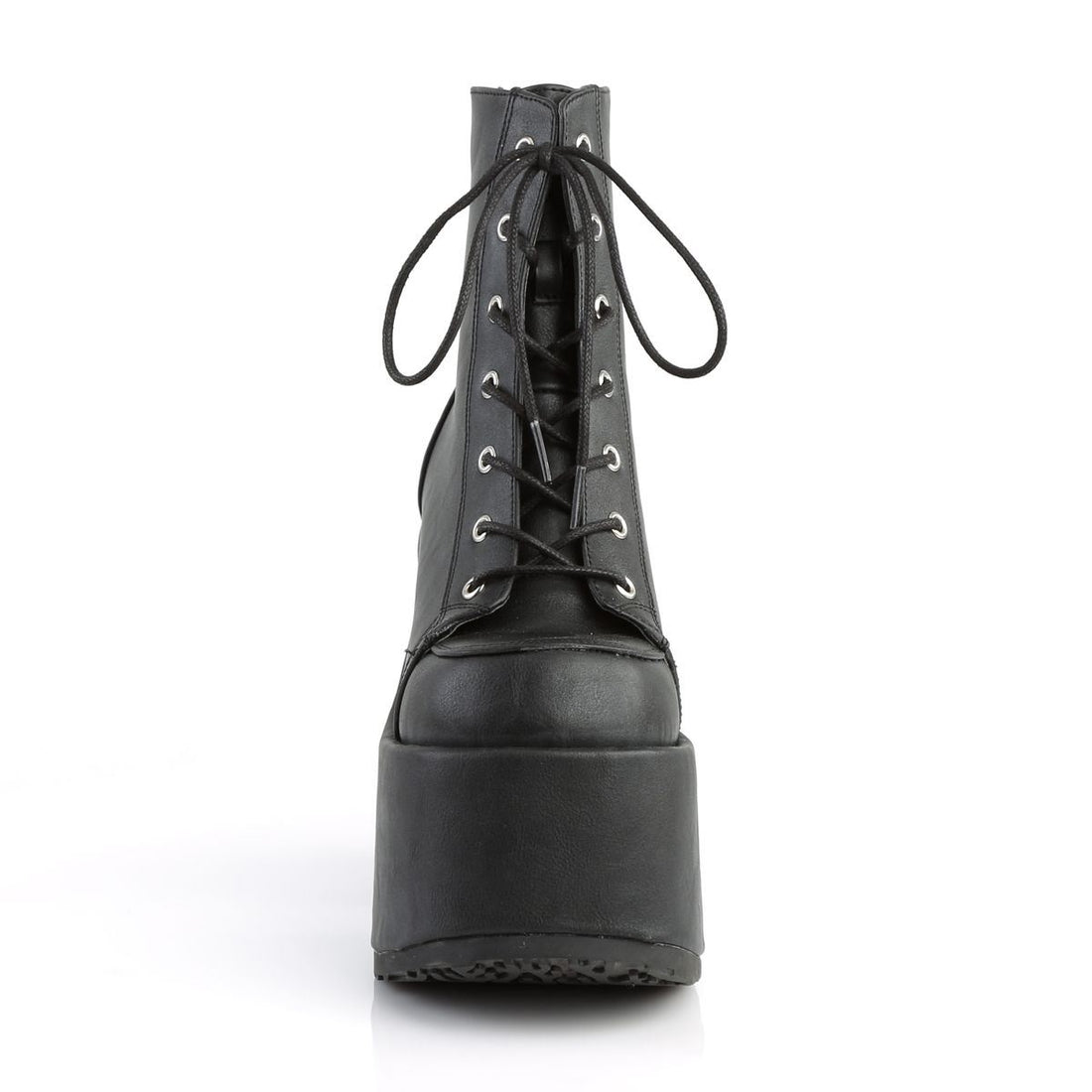 Demonia Camel 203 Black Vegan Leather Platform Ankle Boots - Upperclass Fashions 