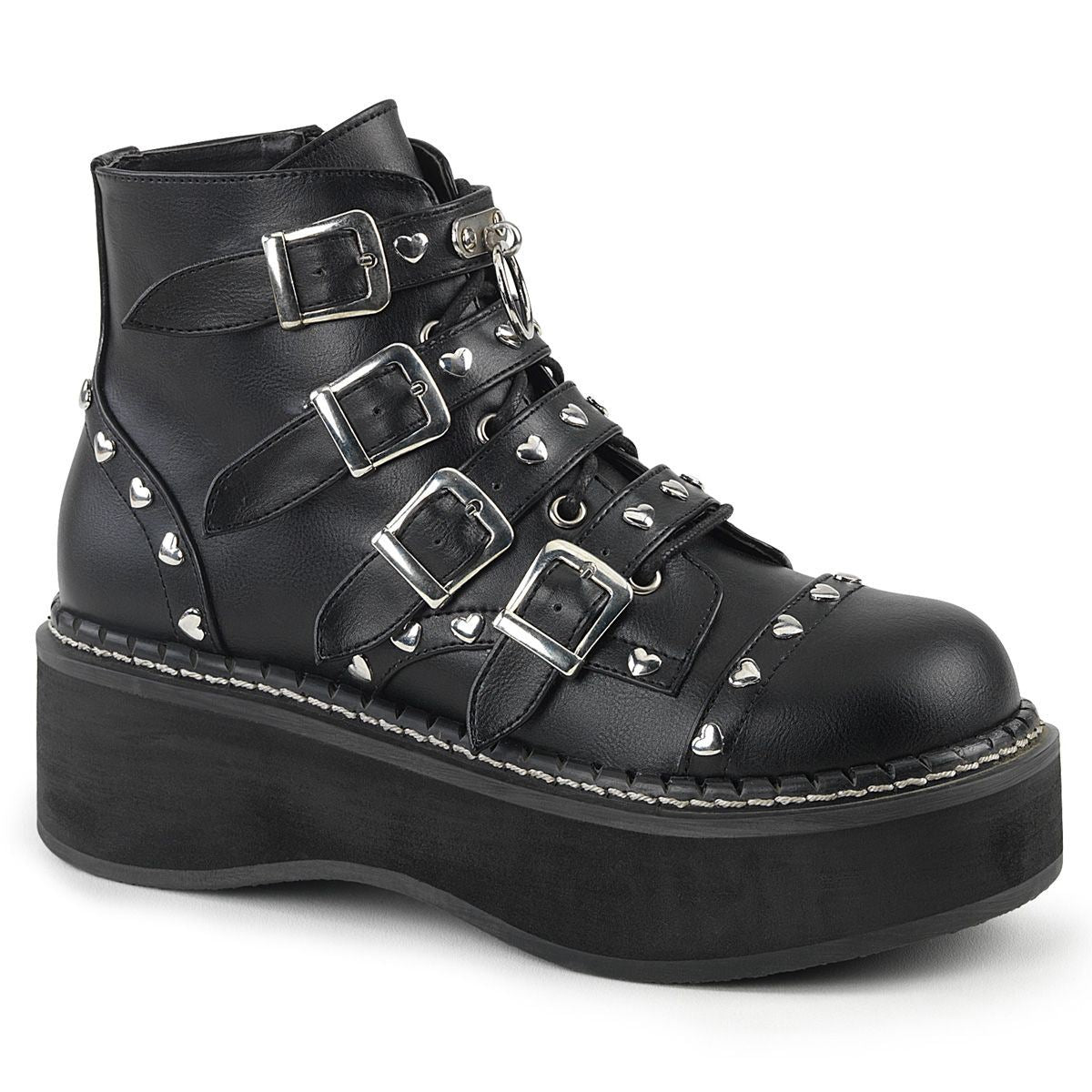 Demonia Emily 315 Black Studded Ankle Boots