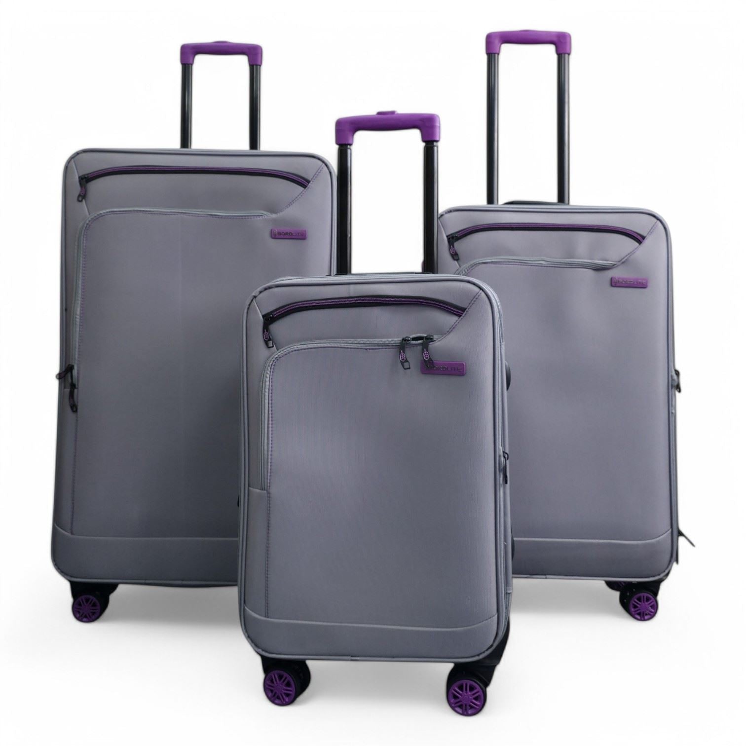 Handa Set of 3 Soft Shell Suitcase in Grey