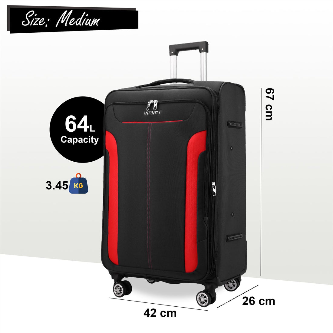 Delta Medium Hard Shell Suitcase in Black
