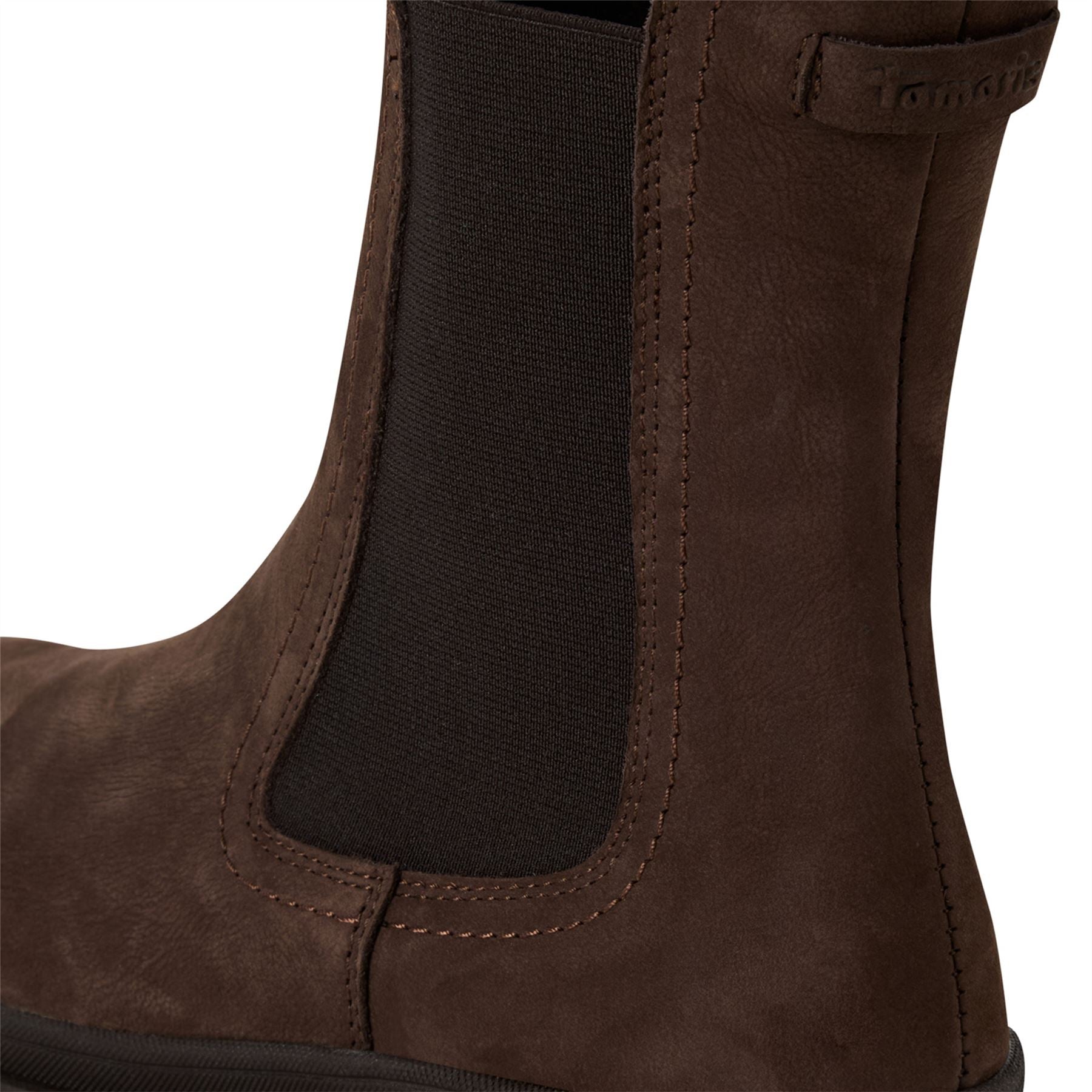 Tamaris Womens Mocca Brown Leather Classic High Pull-On Chelsea Ankle Boots