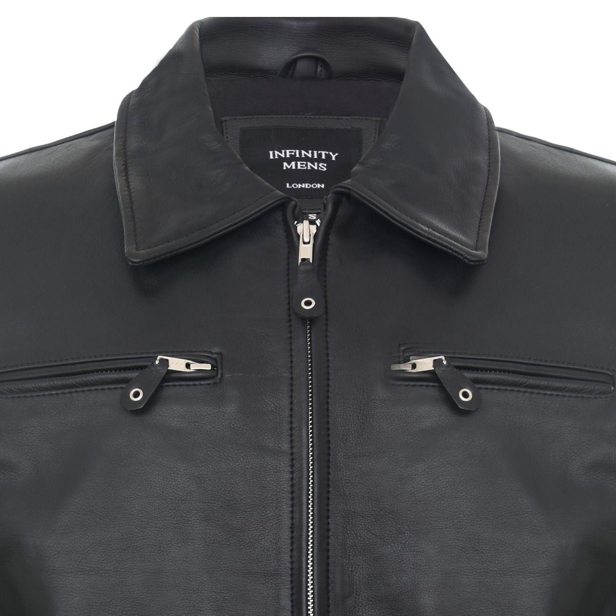 Mens Black Cowhide Leather Harrington Jacket-Skipton