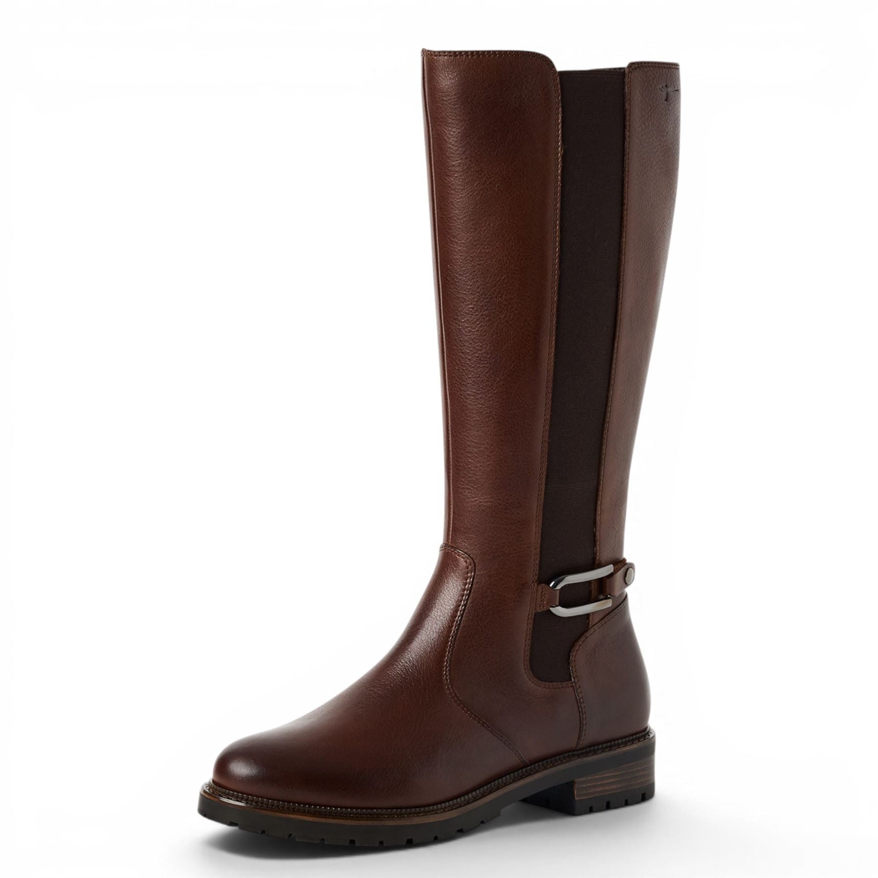 Tamaris Women’s Brown Leather Knee High Platform Heel Long Boots - 25609-47