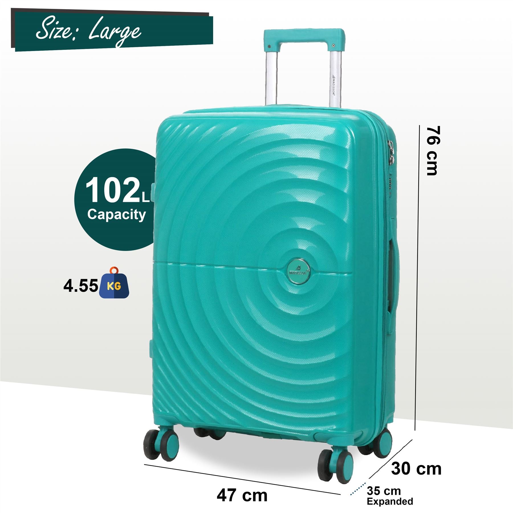 Balranald Large Hard Shell Suitcase in Aqua Blue