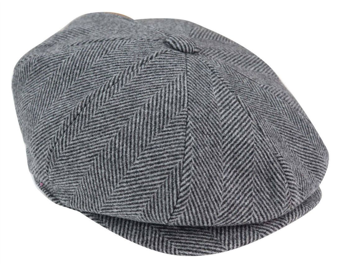 Mens Peaky Blinders Tweed Gatsby Flat Baker Hat With Razor Blade