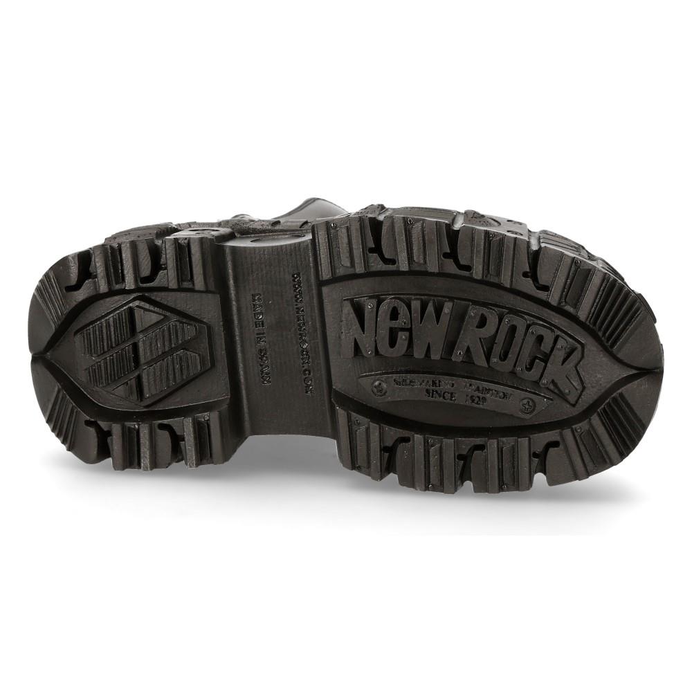 New Rock Unisex Black Vegan Leather Sandal Boots- BIOS107-V1