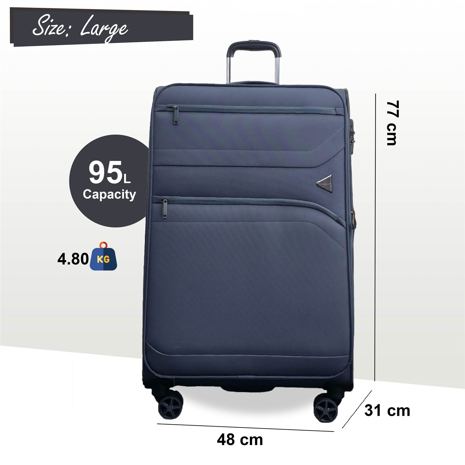 Corby Large Soft Shell Suitcase in Grey