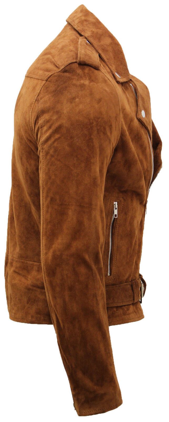Mens Suede Leather Brando Biker Jacket-Stratford