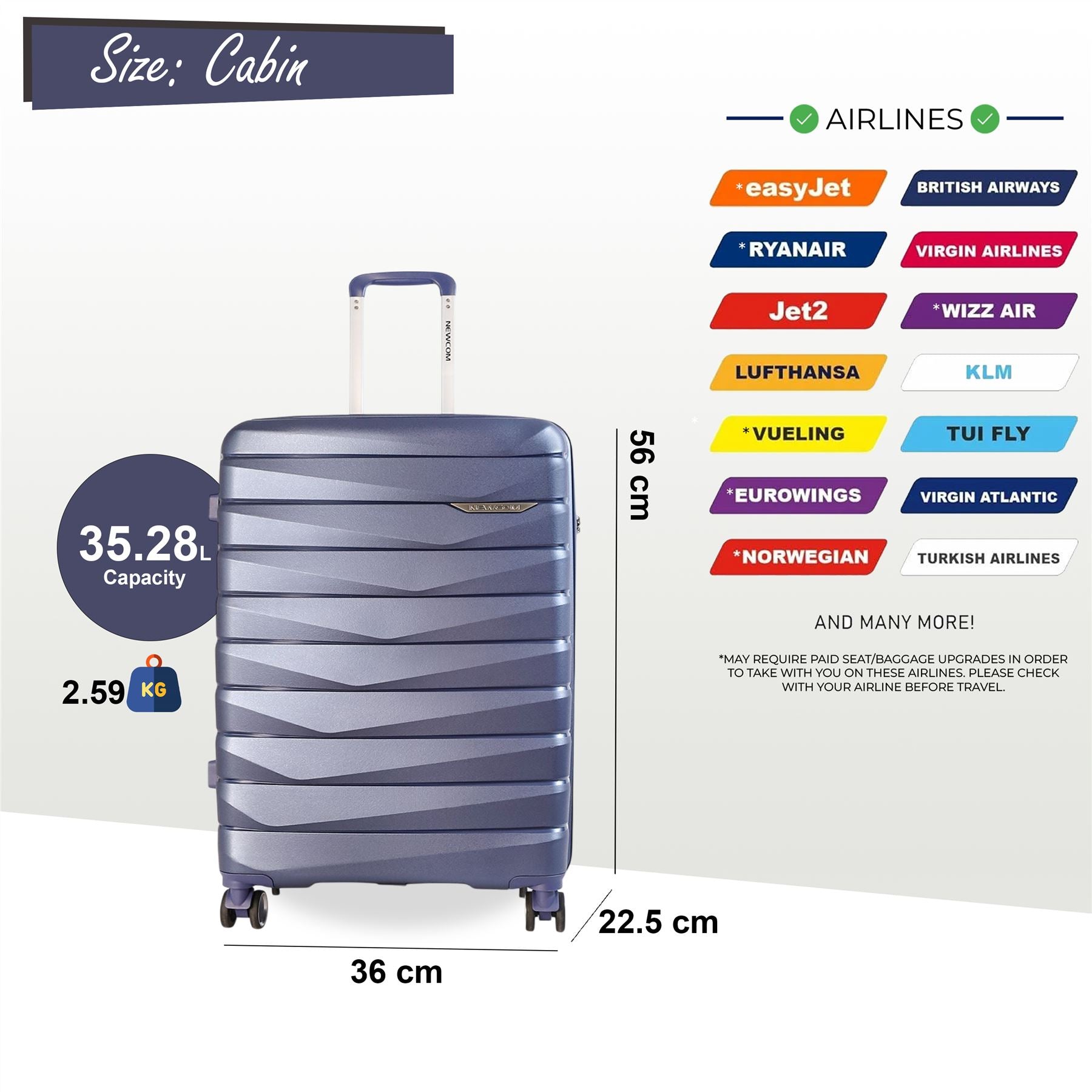 Forster Cabin Hard Shell TSA Suitcase in Blue