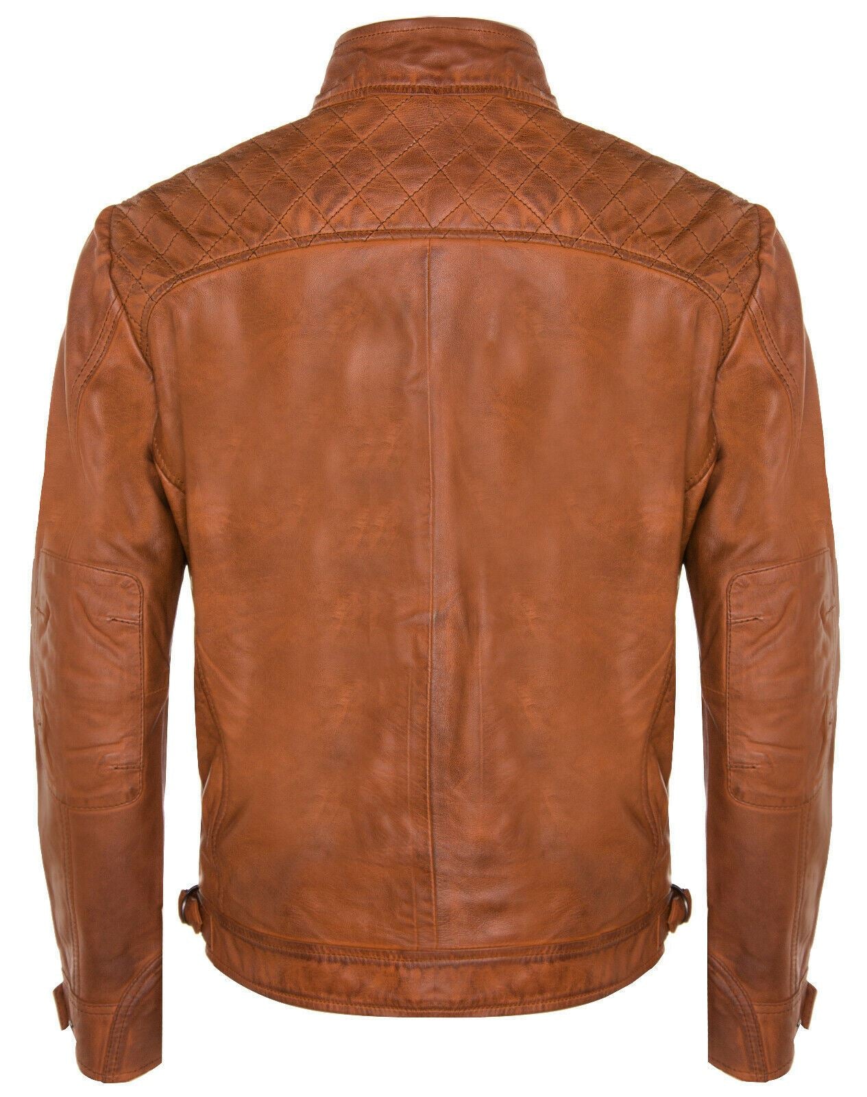 Men Classic Leather Quilted Biker Jacket-Silsden
