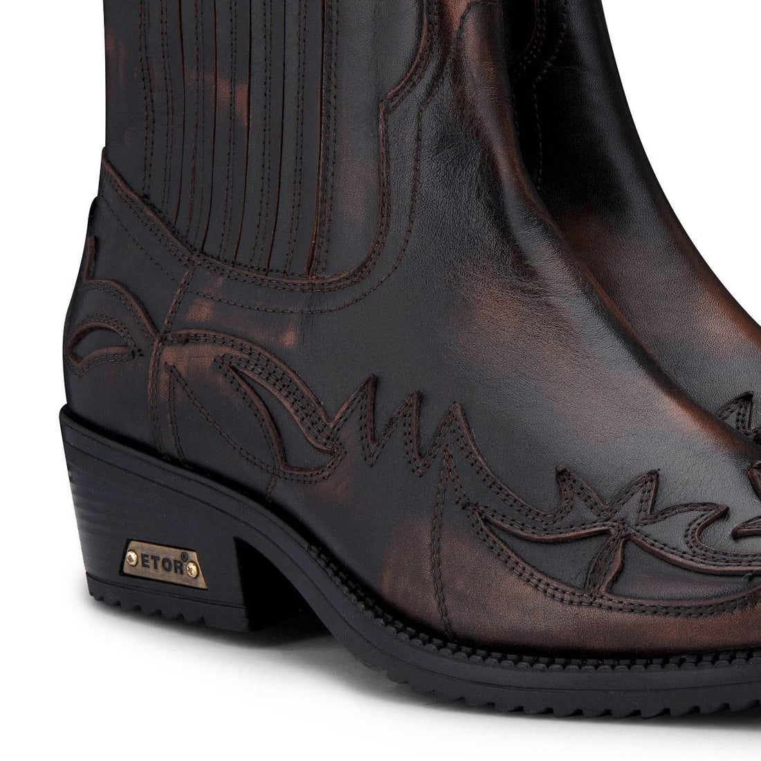 Mens Black/Brown Winklepicker Cowboy Ankle Boots - Upperclass Fashions 