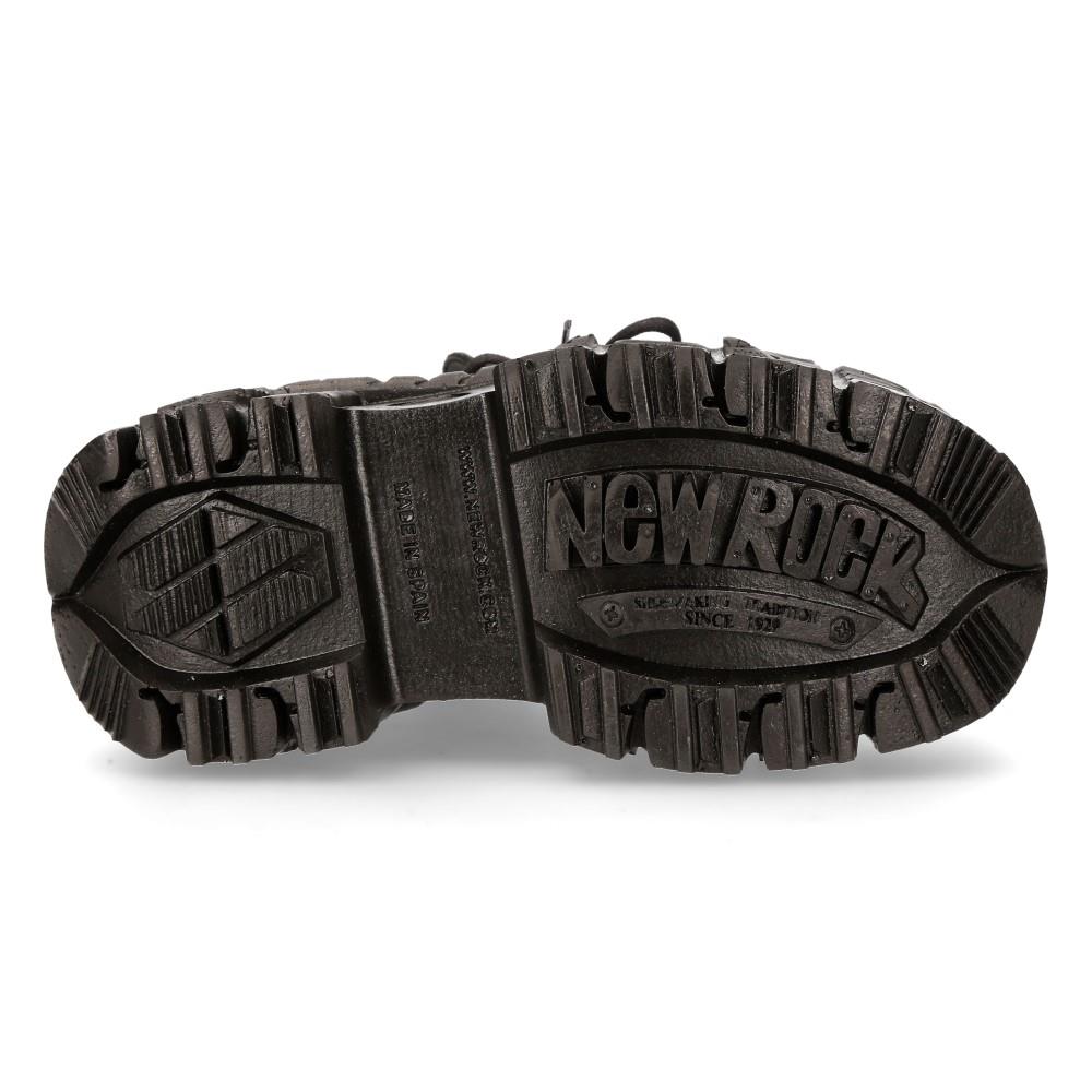 New Rock Unisex Metallic Black Leather Gothic Boots- M-TANK106-C2