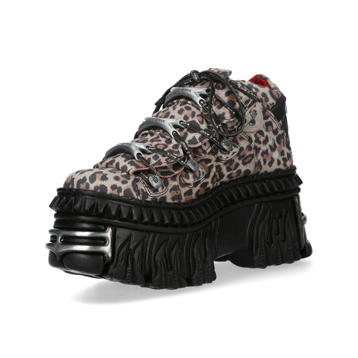New Rock M-106WALL-C56 Leopard Print Leather Gothic Platform Ankle Boots